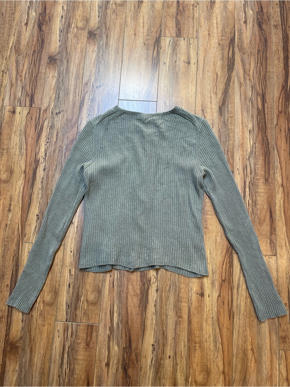 Vince Artichoke Ribbed Cashmere Silk Cardigan Green Size L - Picture 4 of 15